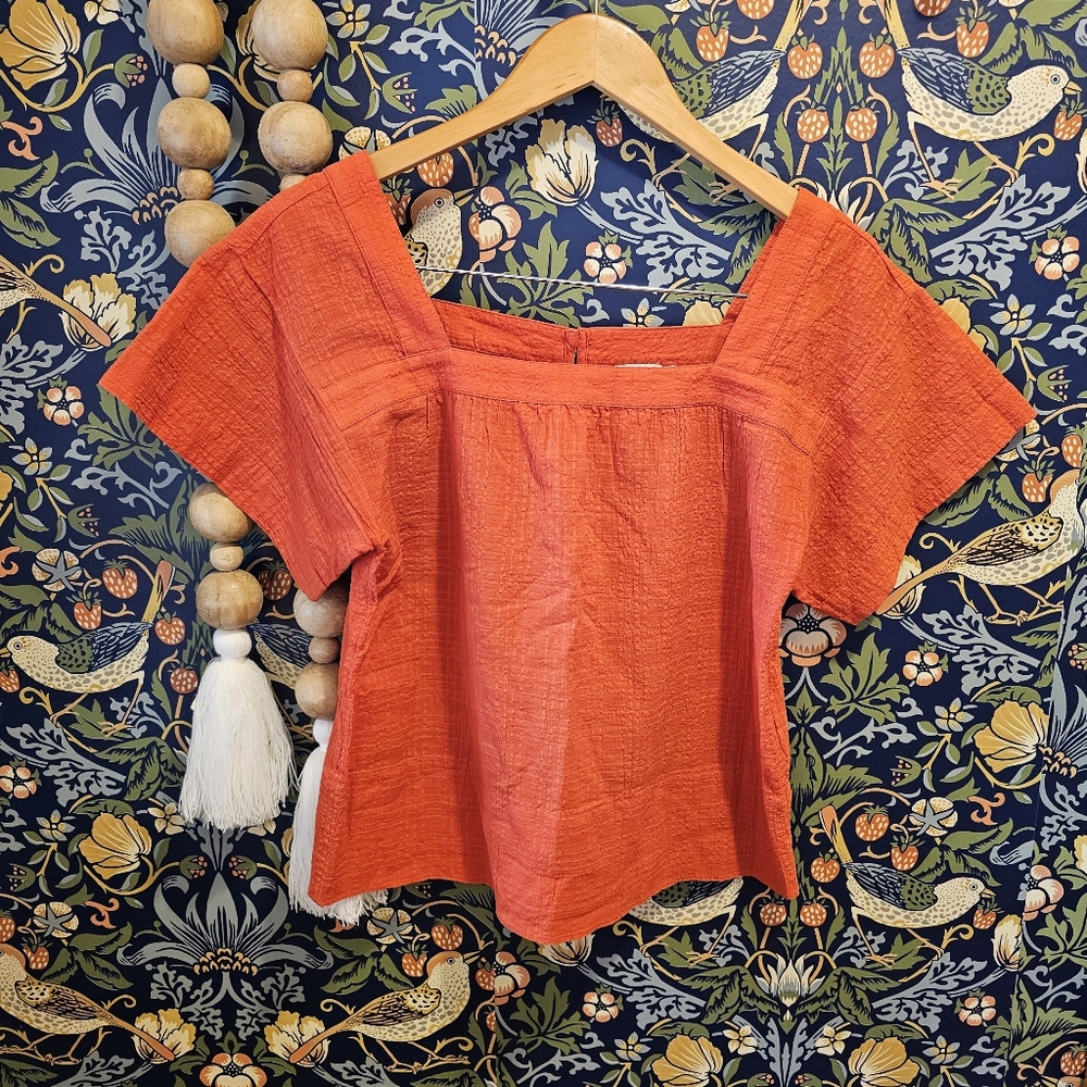 Madewell Orange Square Neck Top
